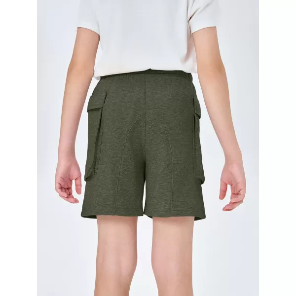 Haloumoning Boys Casual Cargo Shorts Drawstring Elastic Waist Pull On Jogger Shorts with Pockets 5-14 Years
