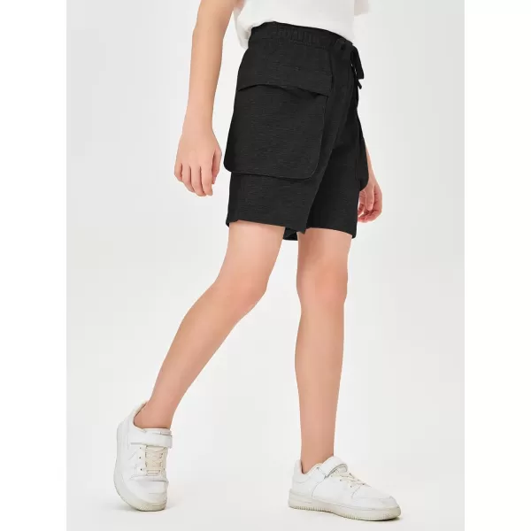 Haloumoning Boys Casual Cargo Shorts Drawstring Elastic Waist Pull On Jogger Shorts with Pockets 5-14 Years