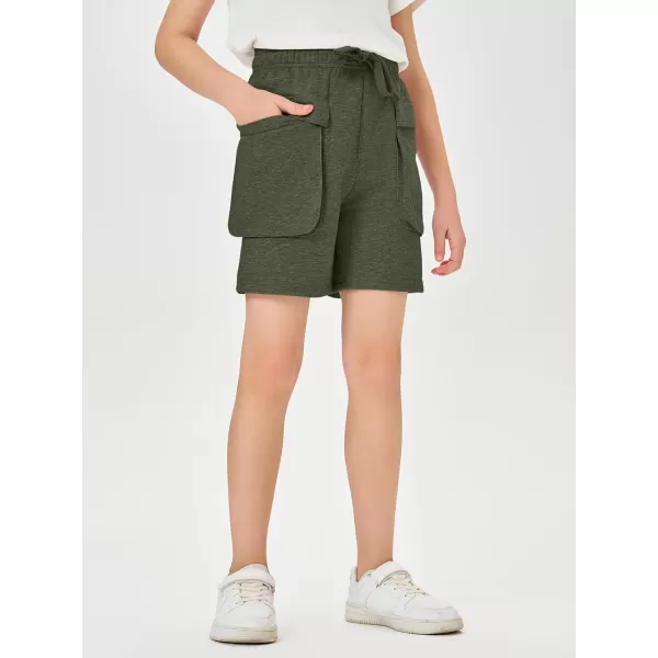 Haloumoning Boys Casual Cargo Shorts Drawstring Elastic Waist Pull On Jogger Shorts with Pockets 5-14 Years