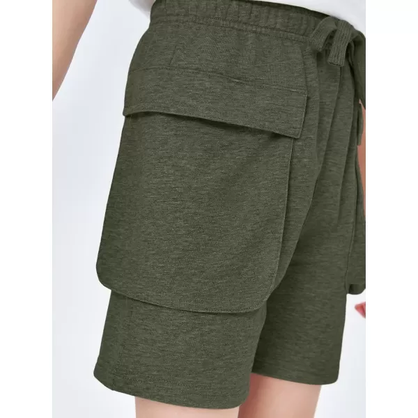 Haloumoning Boys Casual Cargo Shorts Drawstring Elastic Waist Pull On Jogger Shorts with Pockets 5-14 Years