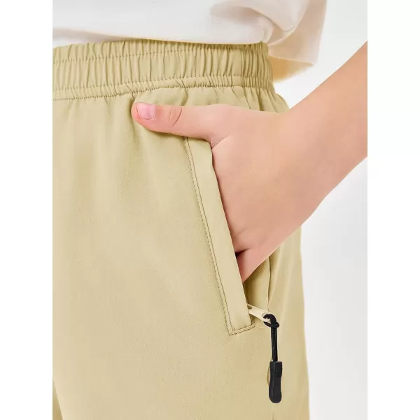 Haloumoning Boys Elastic Waist Athletic Shorts Basketball Gym Shorts with Zipper Pockets 4-14 Years