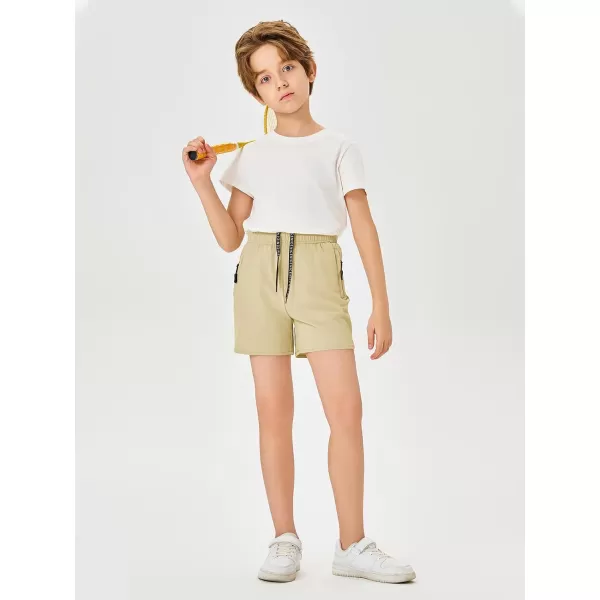 Haloumoning Boys Elastic Waist Athletic Shorts Basketball Gym Shorts with Zipper Pockets 4-14 Years