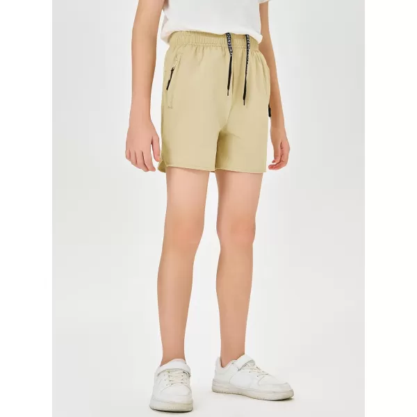 Haloumoning Boys Elastic Waist Athletic Shorts Basketball Gym Shorts with Zipper Pockets 4-14 Years