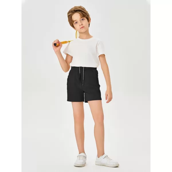 Haloumoning Boys Elastic Waist Athletic Shorts Basketball Gym Shorts with Zipper Pockets 4-14 Years