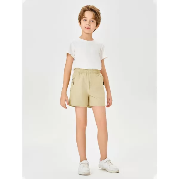 Haloumoning Boys Elastic Waist Athletic Shorts Basketball Gym Shorts with Zipper Pockets 4-14 Years