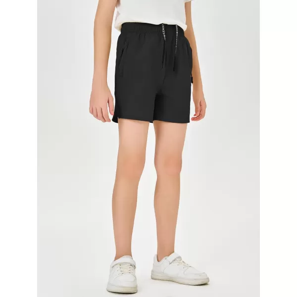 Haloumoning Boys Elastic Waist Athletic Shorts Basketball Gym Shorts with Zipper Pockets 4-14 Years