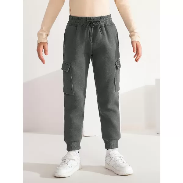 Haloumoning Boys Fleece Sweatpants Athletic Joggers Kids Fall Cargo Pants with Pockets 5-14 Years