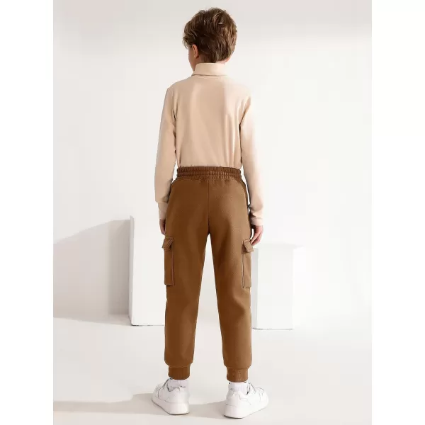 Haloumoning Boys Fleece Sweatpants Athletic Joggers Kids Fall Cargo Pants with Pockets 5-14 Years