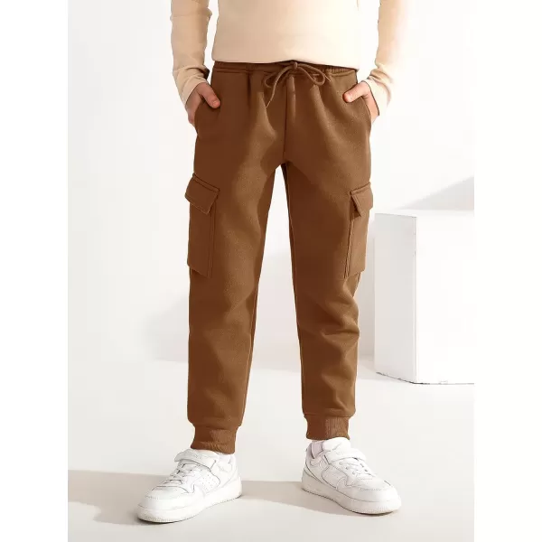 Haloumoning Boys Fleece Sweatpants Athletic Joggers Kids Fall Cargo Pants with Pockets 5-14 Years