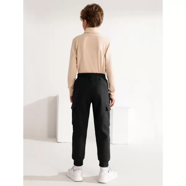 Haloumoning Boys Fleece Sweatpants Athletic Joggers Kids Fall Cargo Pants with Pockets 5-14 Years