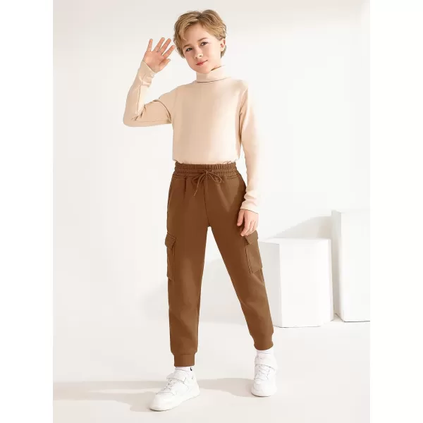 Haloumoning Boys Fleece Sweatpants Athletic Joggers Kids Fall Cargo Pants with Pockets 5-14 Years