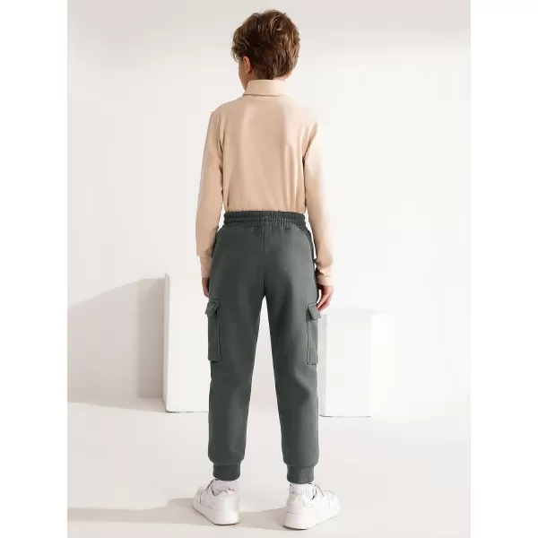 Haloumoning Boys Fleece Sweatpants Athletic Joggers Kids Fall Cargo Pants with Pockets 5-14 Years