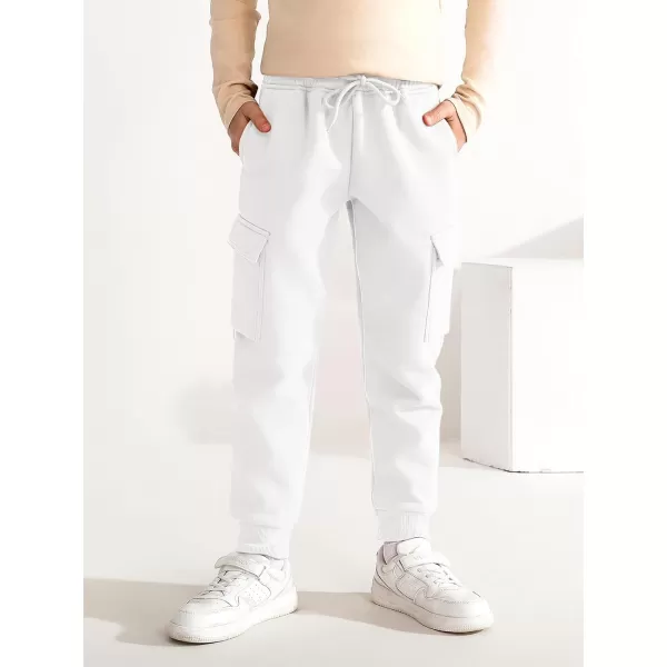 Haloumoning Boys Fleece Sweatpants Athletic Joggers Kids Fall Cargo Pants with Pockets 5-14 Years