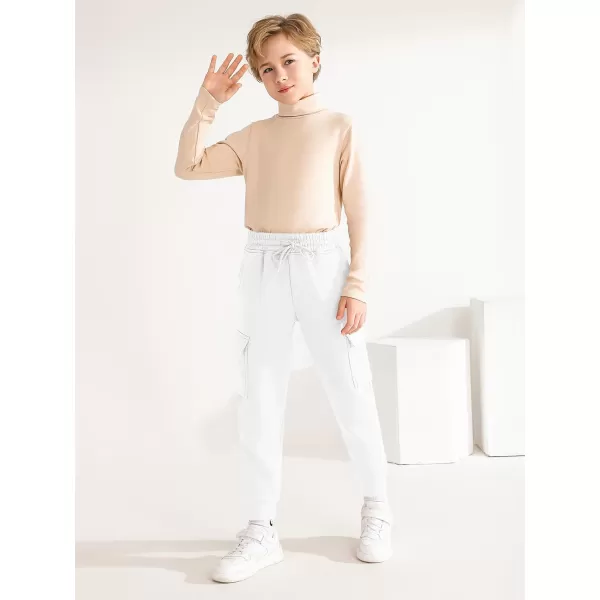 Haloumoning Boys Fleece Sweatpants Athletic Joggers Kids Fall Cargo Pants with Pockets 5-14 Years