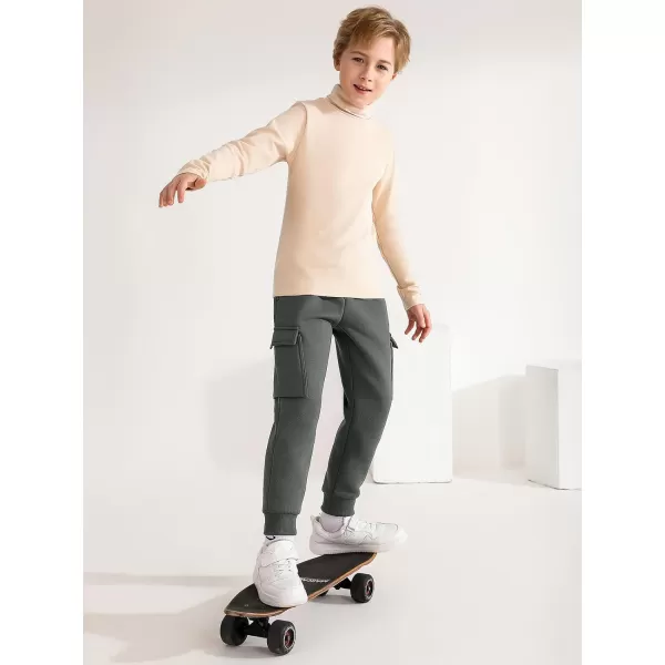 Haloumoning Boys Fleece Sweatpants Athletic Joggers Kids Fall Cargo Pants with Pockets 5-14 Years