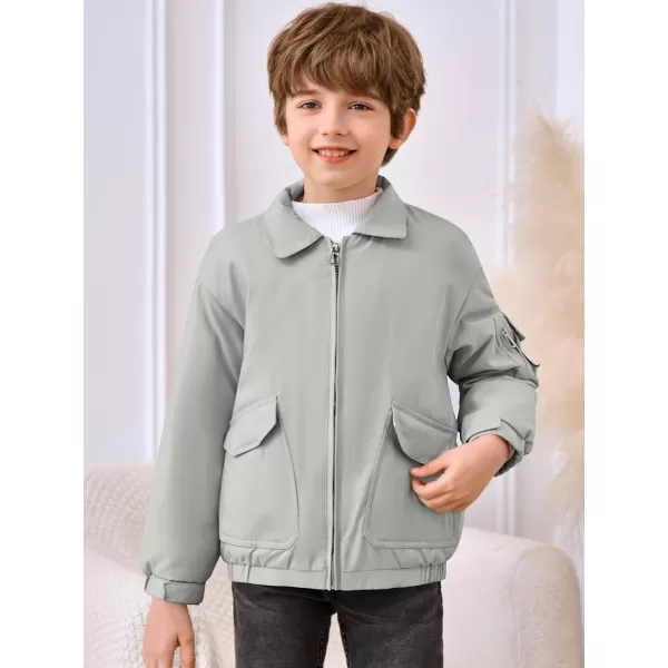 Haloumoning Boys Lapel Collar Bomber Puffer Jackets Kids Zip Up Warm Winter Coat with Pockets 5-14 Years