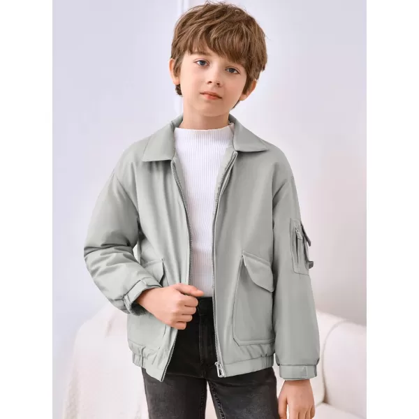 Haloumoning Boys Lapel Collar Bomber Puffer Jackets Kids Zip Up Warm Winter Coat with Pockets 5-14 Years