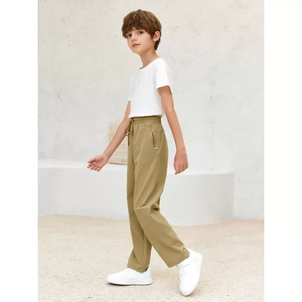 Haloumoning Boys Lightweight Hiking Pants Athletic Quick Dry Kids Drawstring Sweatpants with Zipper Pockets 4-14 Years