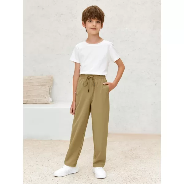 Haloumoning Boys Lightweight Hiking Pants Athletic Quick Dry Kids Drawstring Sweatpants with Zipper Pockets 4-14 Years