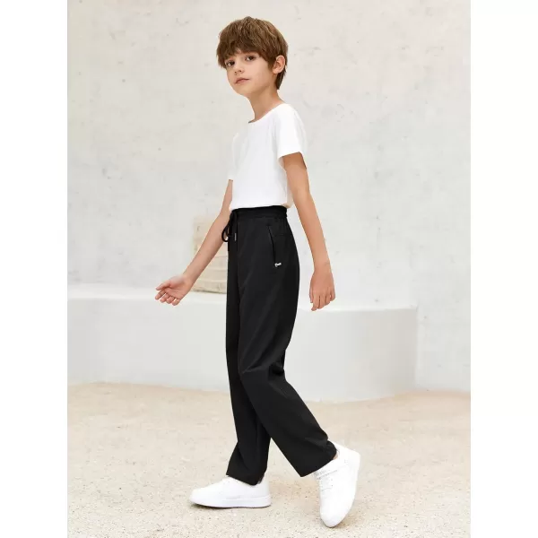 Haloumoning Boys Lightweight Hiking Pants Athletic Quick Dry Kids Drawstring Sweatpants with Zipper Pockets 4-14 Years