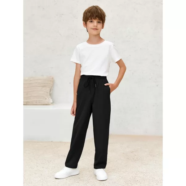 Haloumoning Boys Lightweight Hiking Pants Athletic Quick Dry Kids Drawstring Sweatpants with Zipper Pockets 4-14 Years