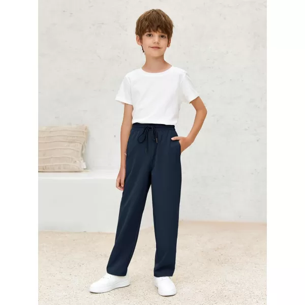 Haloumoning Boys Lightweight Hiking Pants Athletic Quick Dry Kids Drawstring Sweatpants with Zipper Pockets 4-14 Years