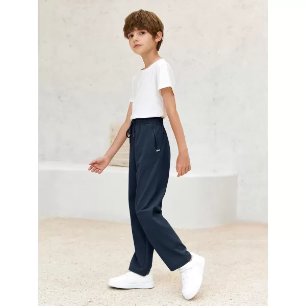 Haloumoning Boys Lightweight Hiking Pants Athletic Quick Dry Kids Drawstring Sweatpants with Zipper Pockets 4-14 Years