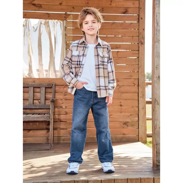 Haloumoning Boys Loose Fit Straight Leg Jeans Casual Cotton Denim Pants with Zipper 5-14 Years