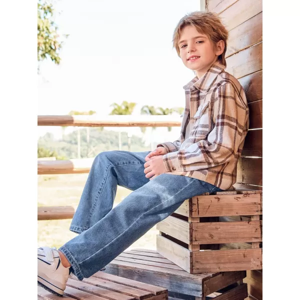 Haloumoning Boys Loose Fit Straight Leg Jeans Casual Cotton Denim Pants with Zipper 5-14 Years