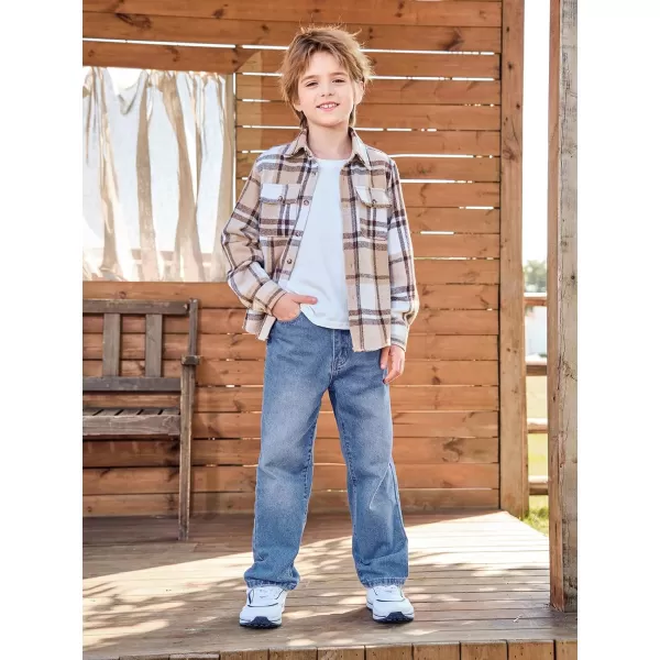 Haloumoning Boys Loose Fit Straight Leg Jeans Casual Cotton Denim Pants with Zipper 5-14 Years