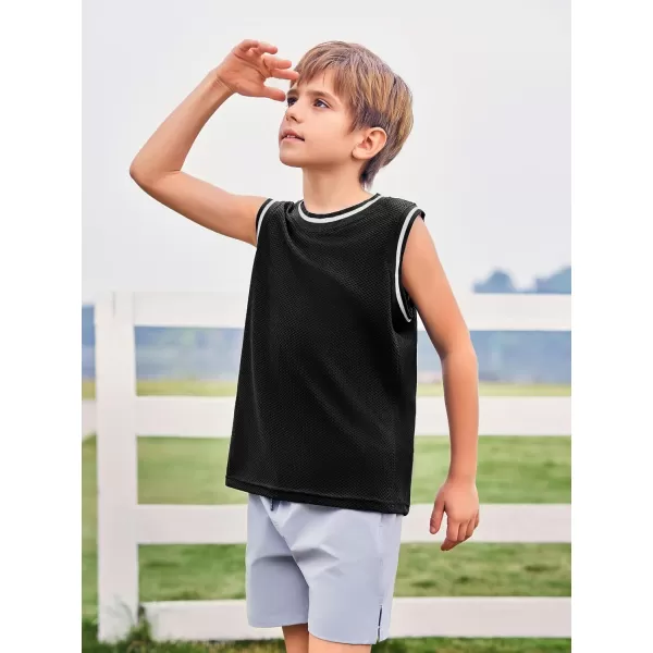 Haloumoning Boys Mesh Tank Tops Kids Sleeveless Athletic Shirts Jerseys 4-14 Years