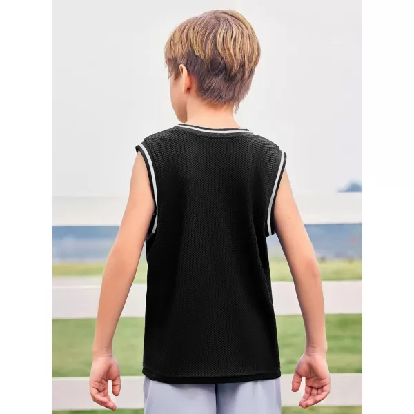 Haloumoning Boys Mesh Tank Tops Kids Sleeveless Athletic Shirts Jerseys 4-14 Years