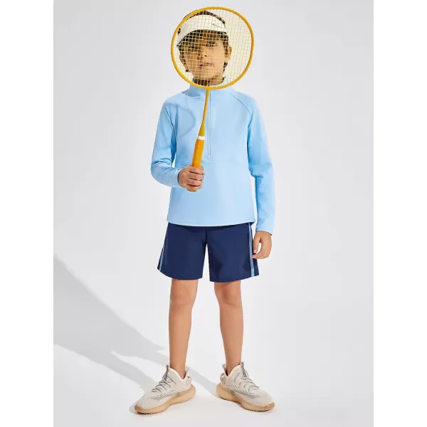 Haloumoning Boys Quarter Zip Sweatshirt Long Sleeve Athletic Pullover for Kids Workout Tops 5-14 Years