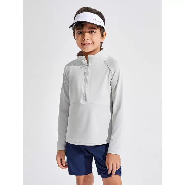 Haloumoning Boys Quarter Zip Sweatshirt Long Sleeve Athletic Pullover for Kids Workout Tops 5-14 Years