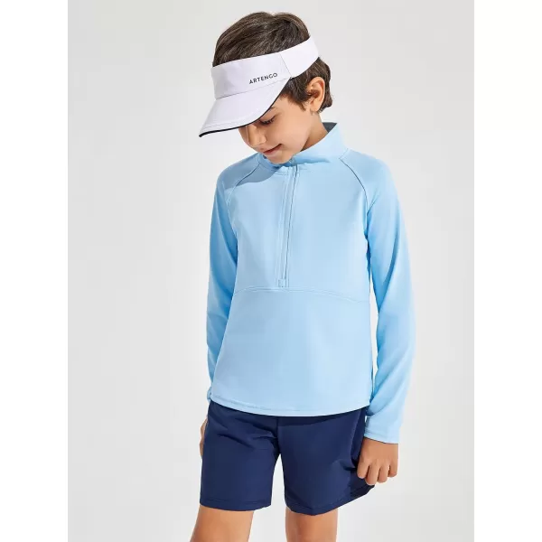 Haloumoning Boys Quarter Zip Sweatshirt Long Sleeve Athletic Pullover for Kids Workout Tops 5-14 Years