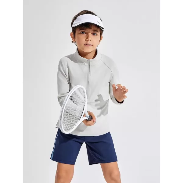 Haloumoning Boys Quarter Zip Sweatshirt Long Sleeve Athletic Pullover for Kids Workout Tops 5-14 Years