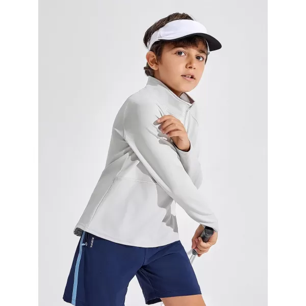 Haloumoning Boys Quarter Zip Sweatshirt Long Sleeve Athletic Pullover for Kids Workout Tops 5-14 Years