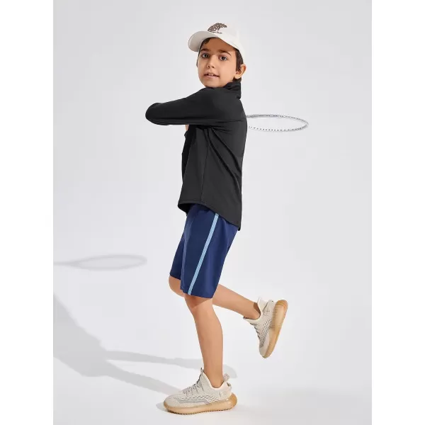 Haloumoning Boys Quarter Zip Sweatshirt Long Sleeve Athletic Pullover for Kids Workout Tops 5-14 Years
