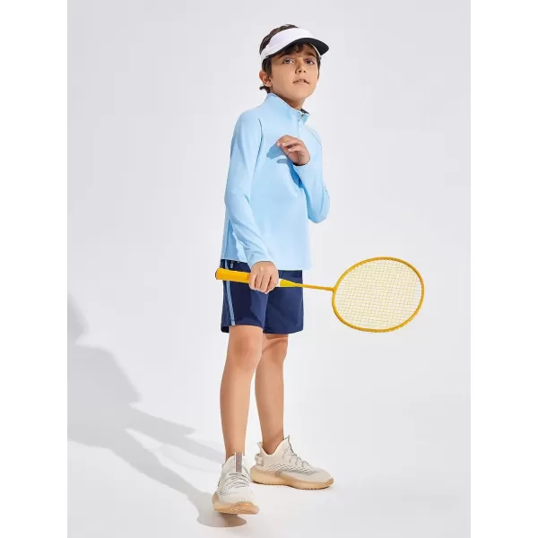 Haloumoning Boys Quarter Zip Sweatshirt Long Sleeve Athletic Pullover for Kids Workout Tops 5-14 Years
