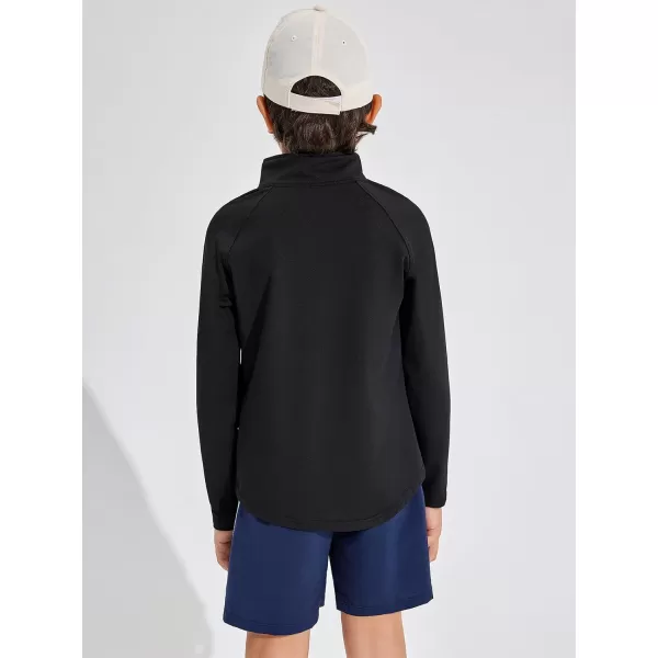 Haloumoning Boys Quarter Zip Sweatshirt Long Sleeve Athletic Pullover for Kids Workout Tops 5-14 Years