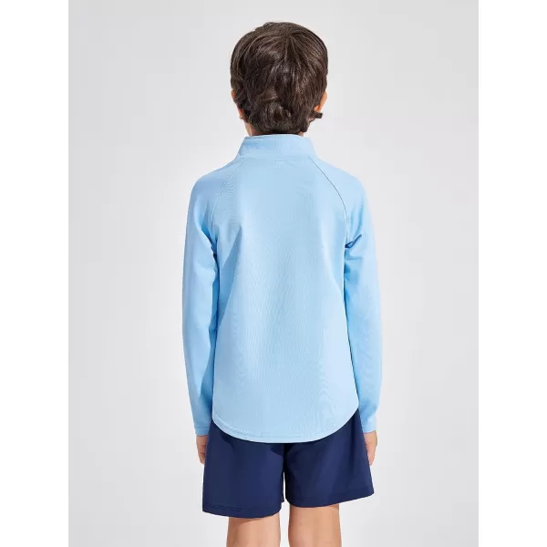Haloumoning Boys Quarter Zip Sweatshirt Long Sleeve Athletic Pullover for Kids Workout Tops 5-14 Years