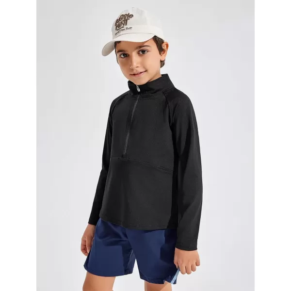 Haloumoning Boys Quarter Zip Sweatshirt Long Sleeve Athletic Pullover for Kids Workout Tops 5-14 Years