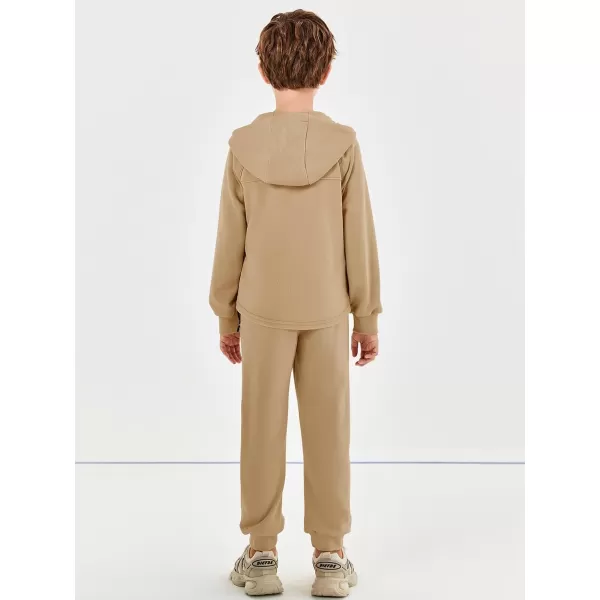 Haloumoning Boys Sweatsuits 2 Piece Outfits Long Sleeve Hoodie Sweatshirt and Jogger Sweatpants Clothing Sets 5-14 Years
