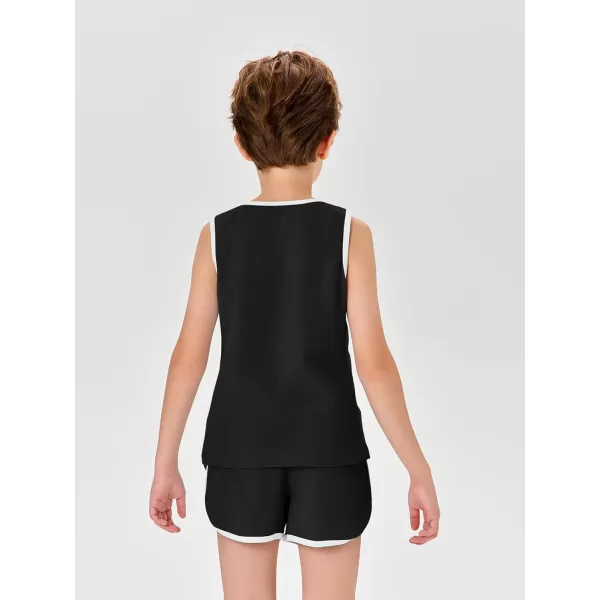 Haloumoning Boys Two Piece Summer Outfits Sleeveless Tank Tops and Casual Shorts Sets 5-14 Years