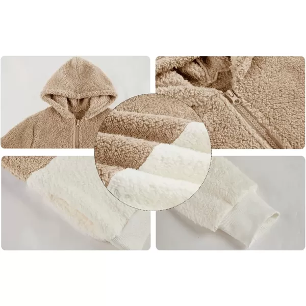 Haloumoning Girls Fuzzy Fleece Pullover Hoodies Sweatshirt Casual Loose Outwear Coat with Pockets 4-15 Years