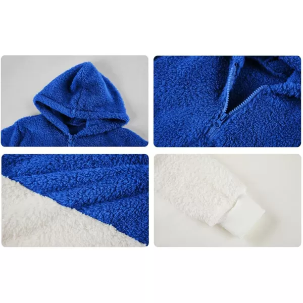 Haloumoning Girls Fuzzy Fleece Pullover Hoodies Sweatshirt Casual Loose Outwear Coat with Pockets 4-15 Years