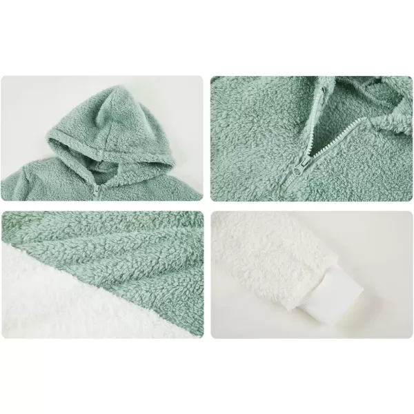 Haloumoning Girls Fuzzy Fleece Pullover Hoodies Sweatshirt Casual Loose Outwear Coat with Pockets 4-15 Years