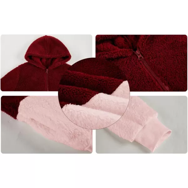 Haloumoning Girls Fuzzy Fleece Pullover Hoodies Sweatshirt Casual Loose Outwear Coat with Pockets 4-15 Years