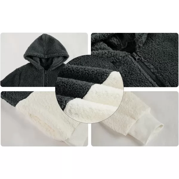 Haloumoning Girls Fuzzy Fleece Pullover Hoodies Sweatshirt Casual Loose Outwear Coat with Pockets 4-15 Years