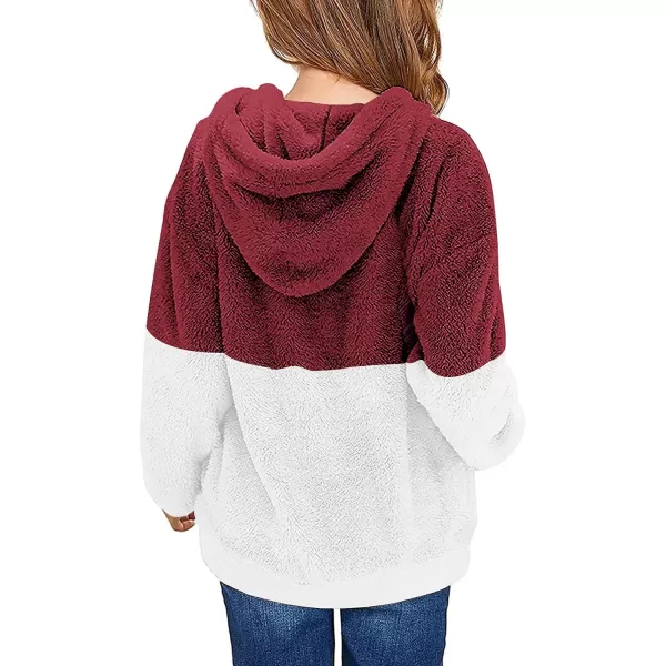 Haloumoning Girls Fuzzy Fleece Pullover Hoodies Sweatshirt Casual Loose Outwear Coat with Pockets 4-15 Years